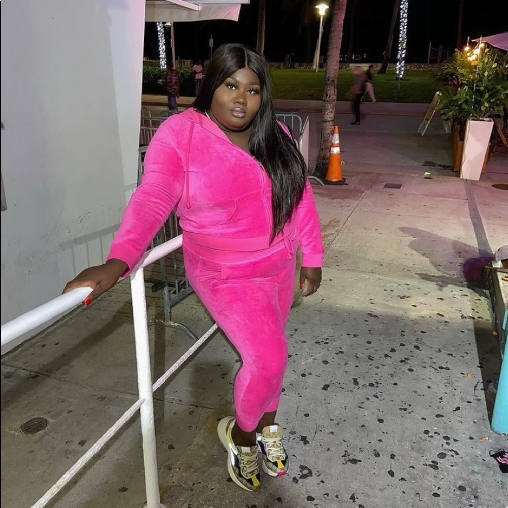 Hot pink 2 piece sweat suit
